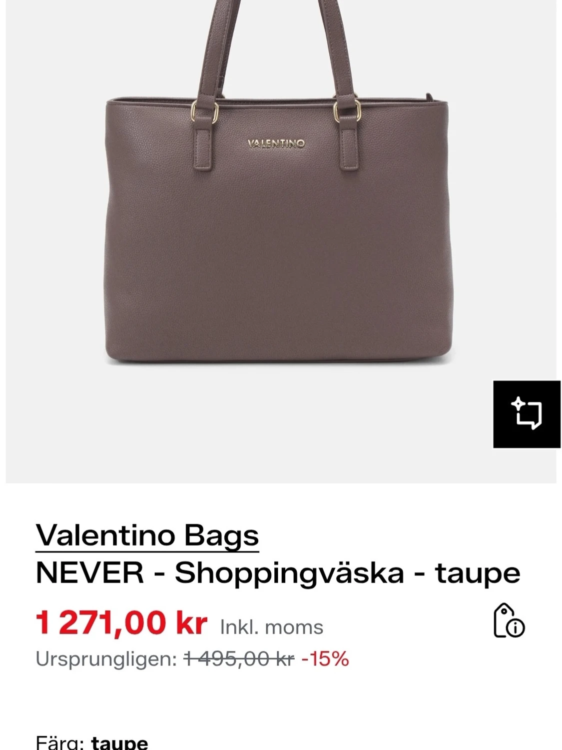 Taupe shoppingväska från Valentino - 1