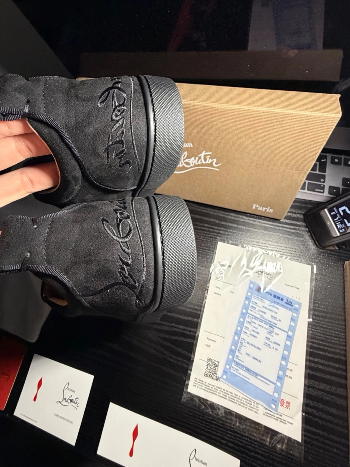 Christian Louboutin svarta sneakers mocka - 1