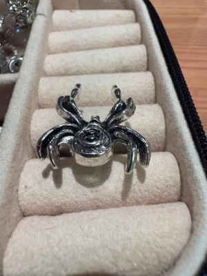 Silvrig ring med spindel - Cool ring i silverfärgad metall med en stor spindel som har en 8-ball på ryggen. Ringen har tydliga detaljer på benen och kroppen, vilket ger en edgy och unik look. Perfekt accessoar för dig som gillar statement-smycken.