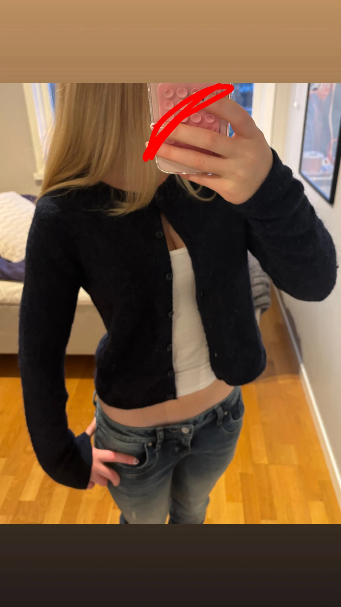 Mörkblå stickad kofta  - 2