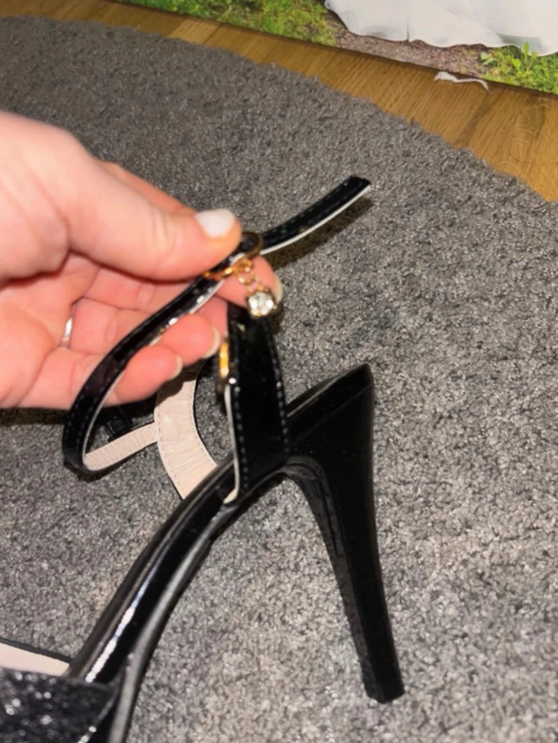 Svarta glittriga skor med klack - 3