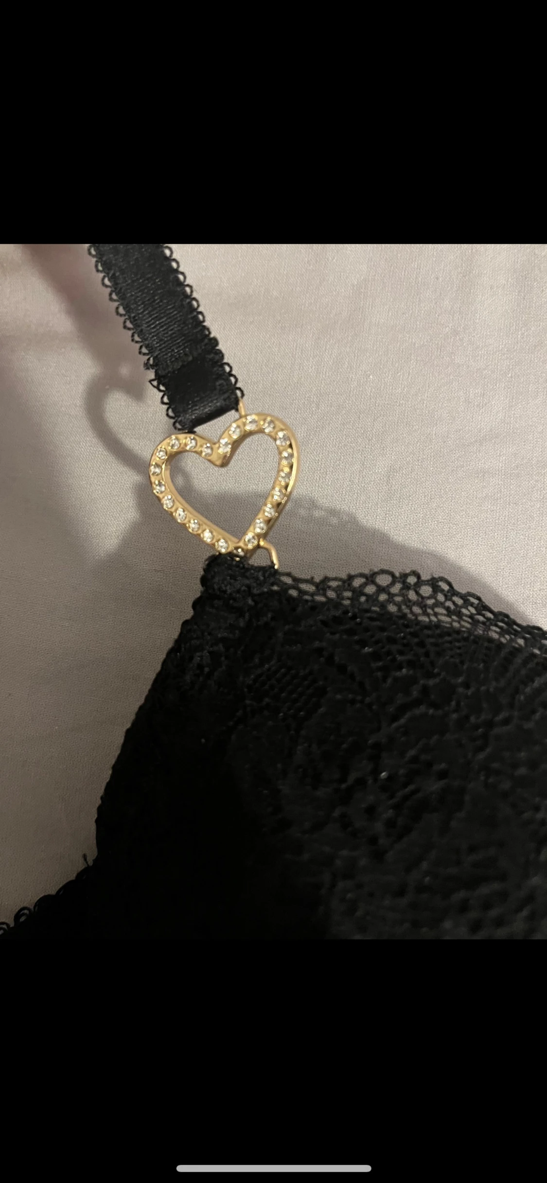 Svart spets push-up bh med hjärtan - 1