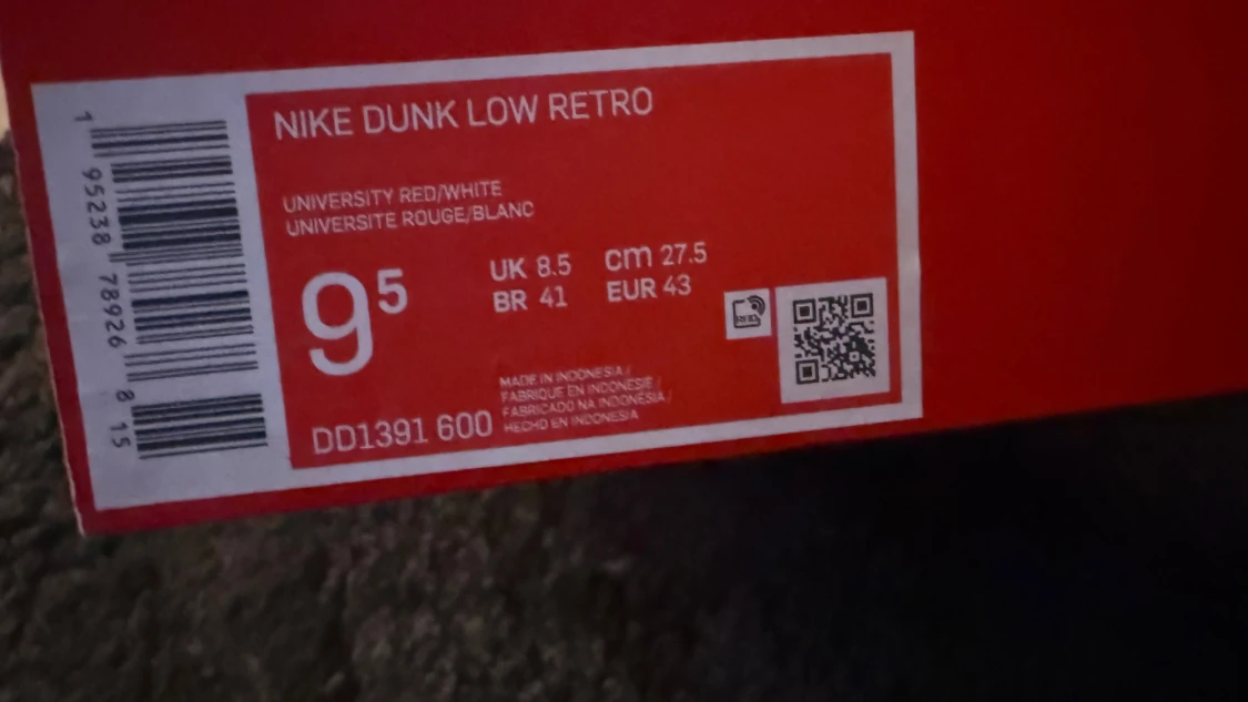 Nike Dunk Low Retro University Red & White (43) - 1