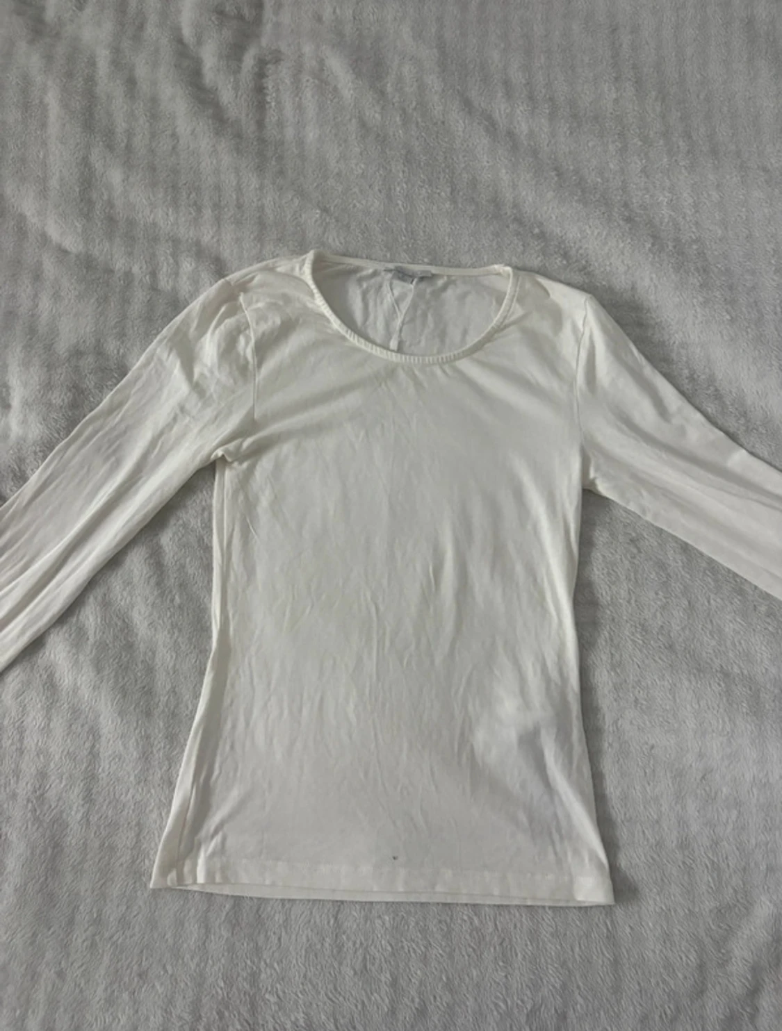 Vit långärmad tröja i bomull - 1