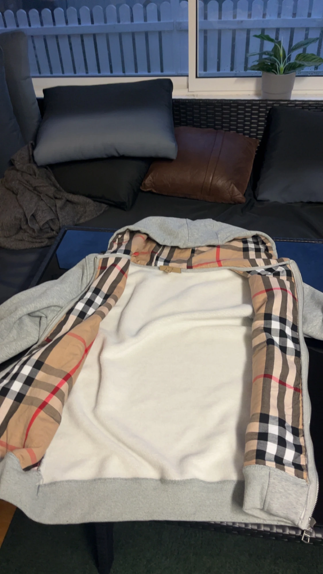 Grå Burberry hoodie med dragkedja(hög kvalité) - 1