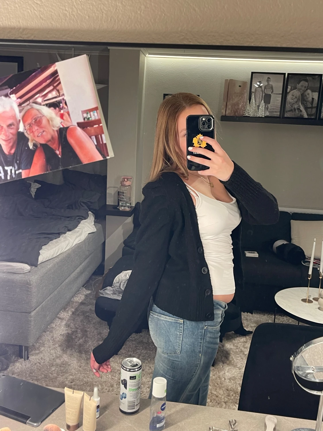 Svart kofta med puff axel - 1