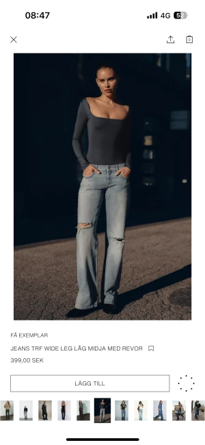 Zara jeans med hål - Skitsnygga low wide jeans från zara med hål, i bra skick men klippta i längden så de passar mig som är 158 🥰