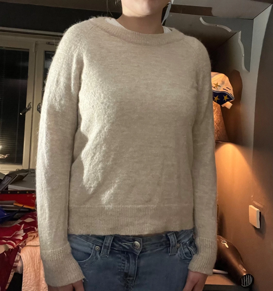 Beige stickad tröja  - 1