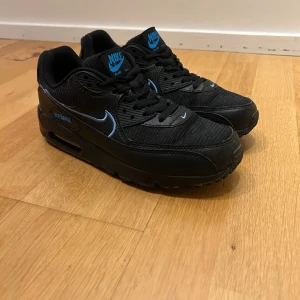 Nike air Max 90 svart/blå  - Säljer ett par svarta och blåa Nike air Max 90 i storlek 41. Skorna är endast använda ett fåtal gånger men säljer dom då dom är för små för mig.