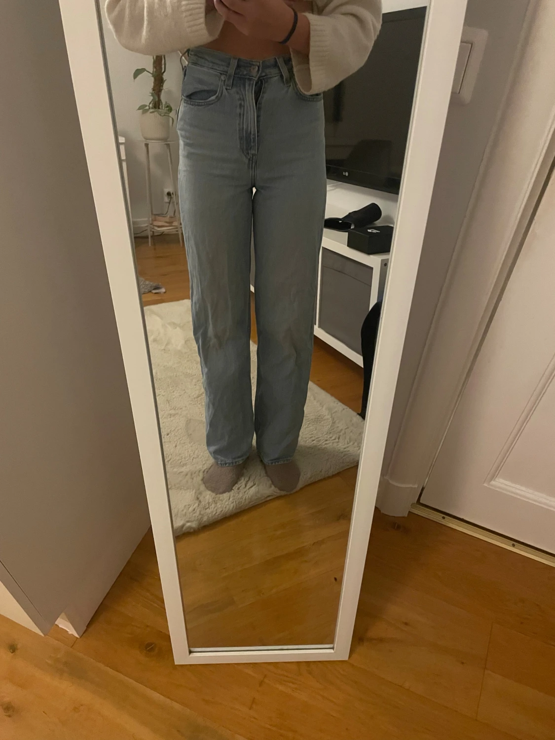 Ljusblå raka jeans med hög midja - 3