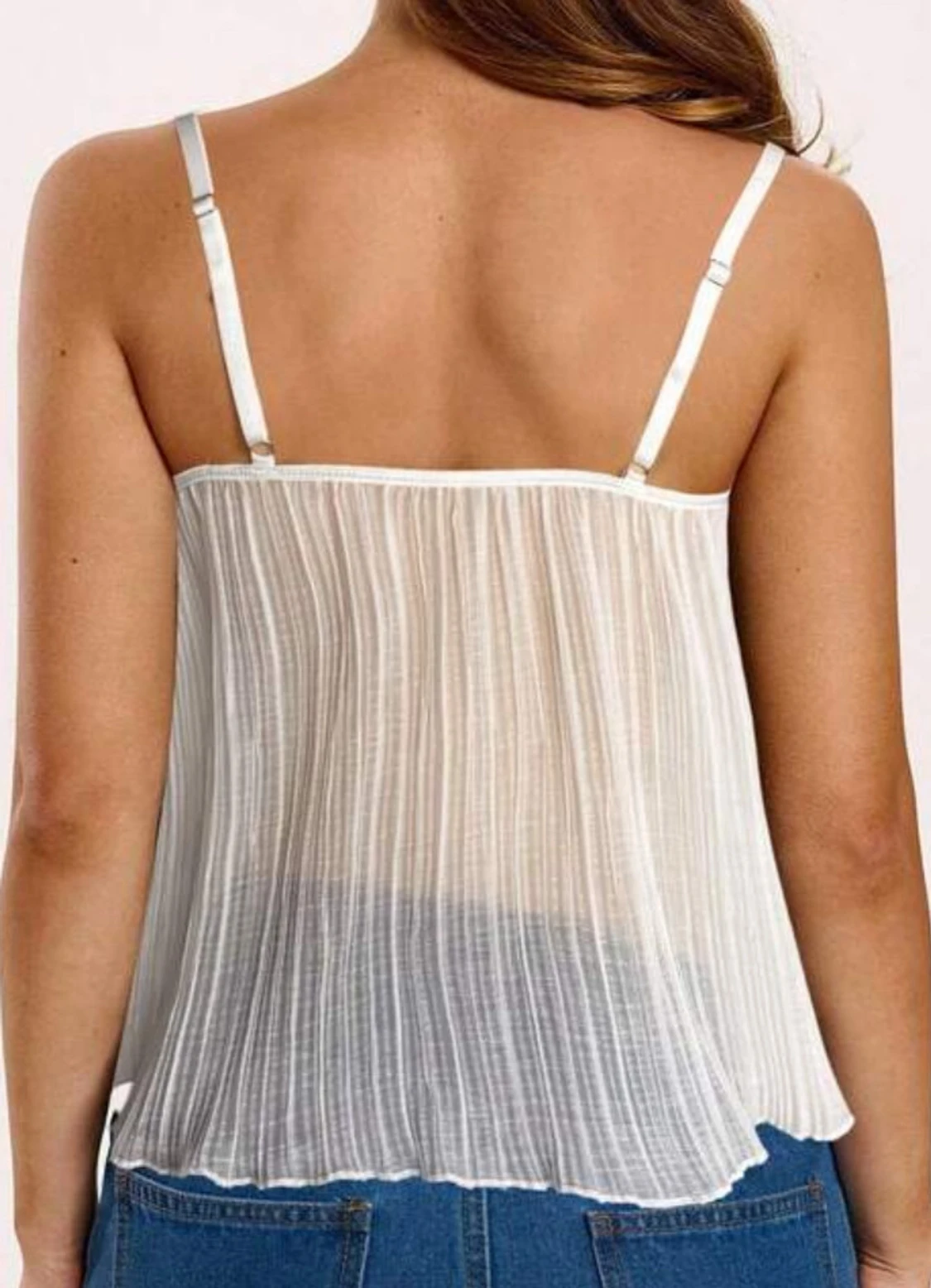 Vit plisserad korsett-topp med spets - 1