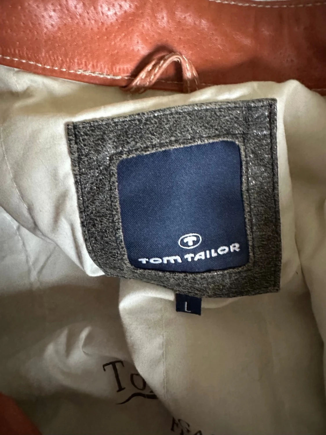 Mörkgrå och röd skinnjacka Tom Tailor - 3