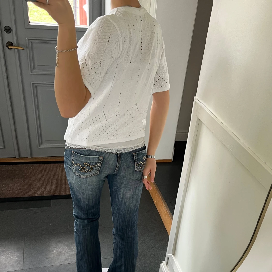 Vit kortärmad kofta - 3