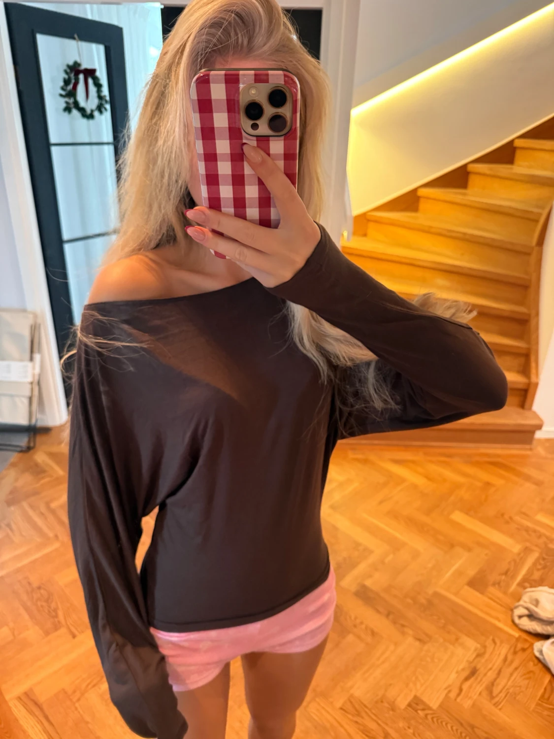 Brun offshoulder långärmad topp - 2