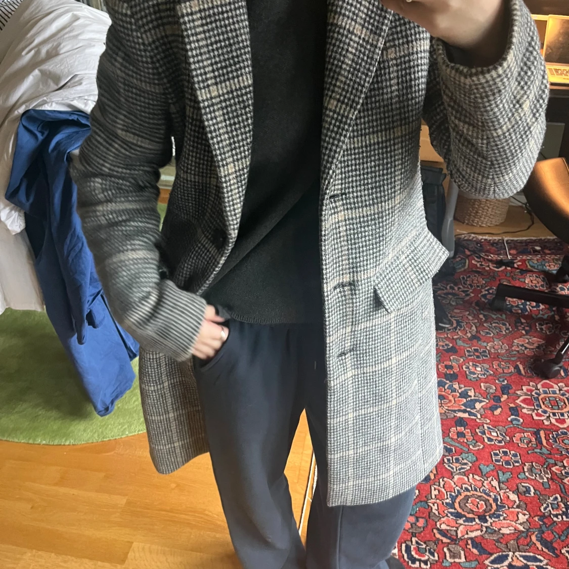 Rutig kappa från Lindex i ullmix - 3