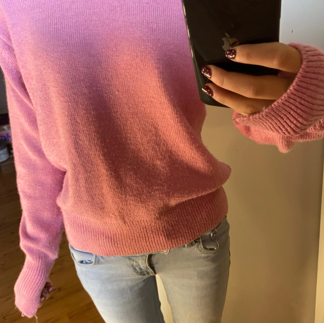 Rosa stickad tröja från H&M XS