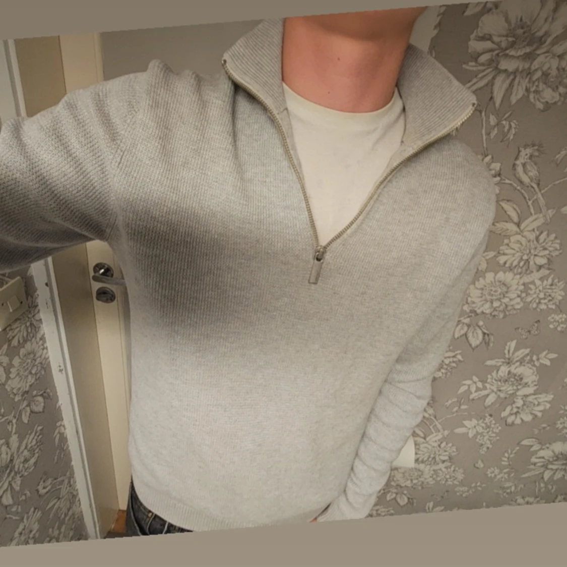 Ljusgrå half zip-tröja Selected Homme - 1