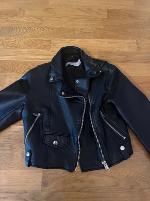 skinnjacka  - säljer den här jätte snygga oanvända skinnjackan från Bershka med coola silvriga dragkedjor och knappar, perfekt till våren och hösten😊