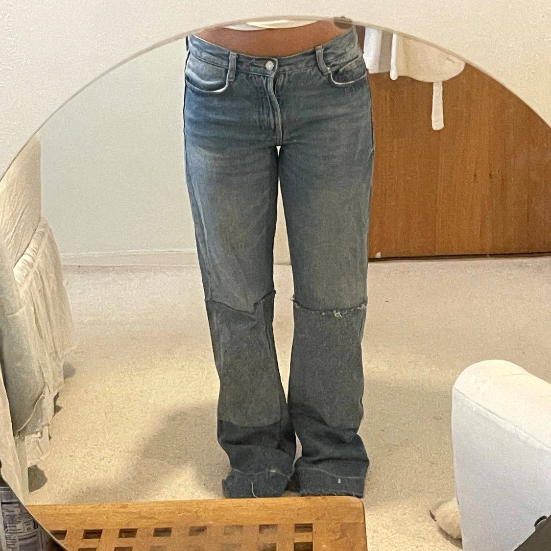 Blå patchwork jeans 