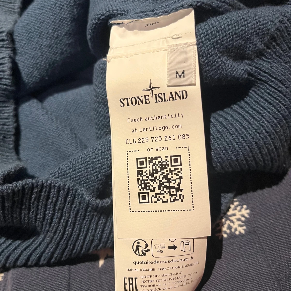Blå stickad half zip från Stone Island - 2