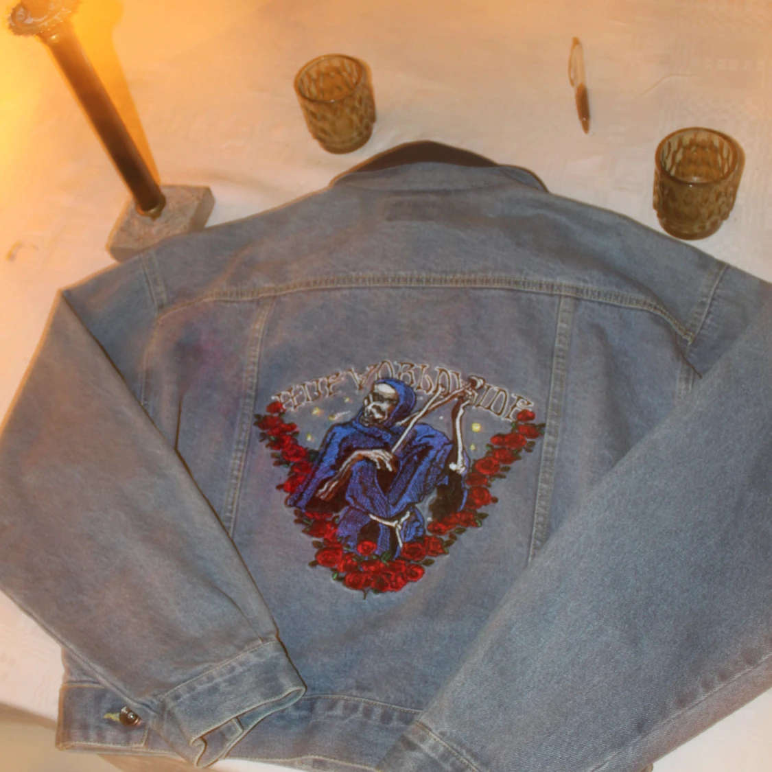 Jeansjacka HUF med broderad rygg - 2