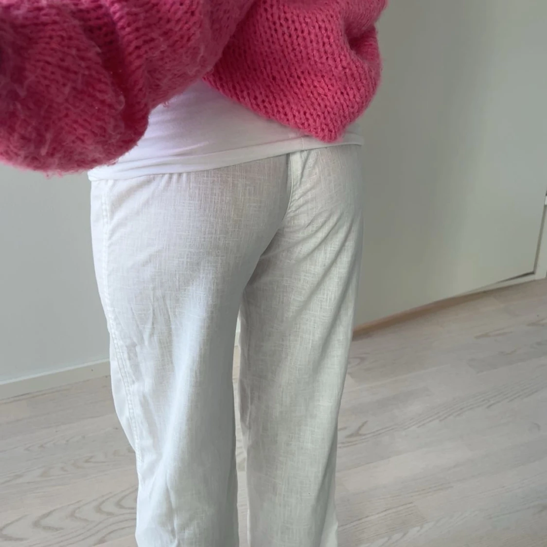 Vita linnebyxor med låg midja - 1