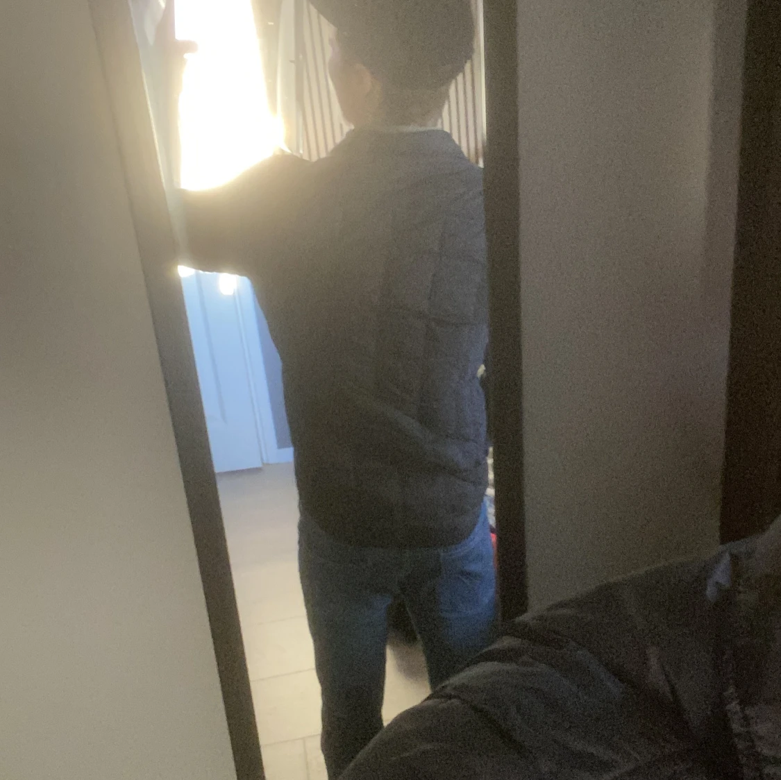 Mörkblå quiltad pufferjacka - 2