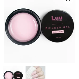 Luu nails builder gel  - Luu nails builder gel i färgen universal pink i 100 gram! Andvänd 1 gång då den köptes nyligen så mycket kvar     nypris: 665 mitt pris:435