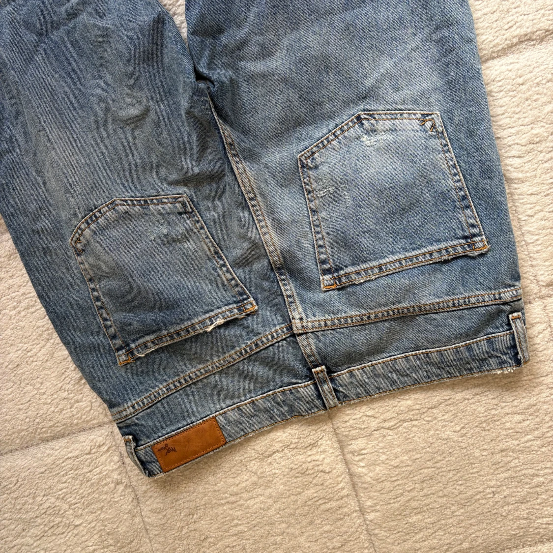 Blå ripped jeans med raka ben - 3