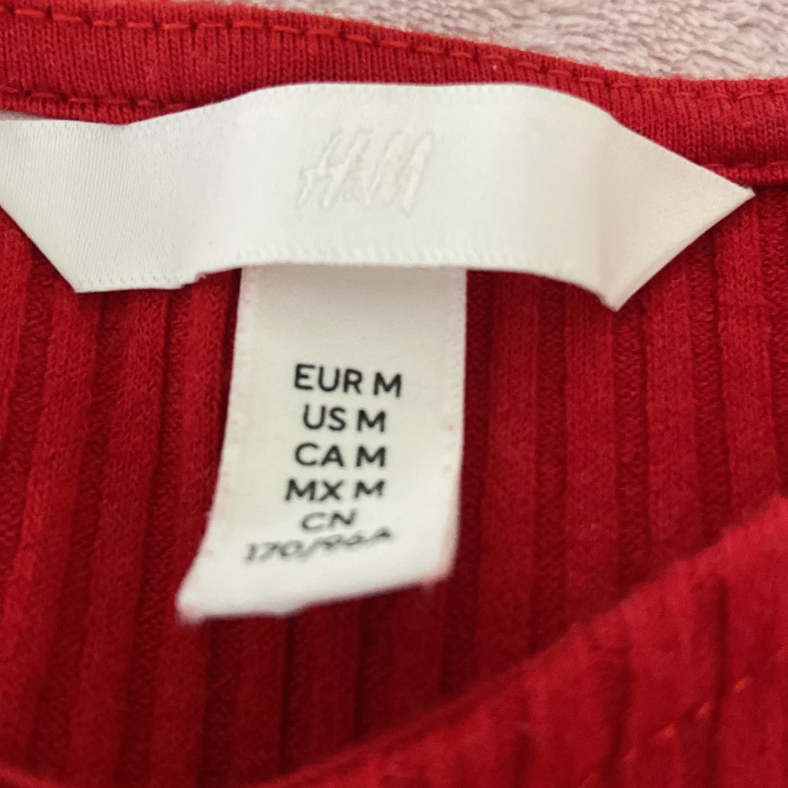 Röd ribbad långärmad topp H&M - 1