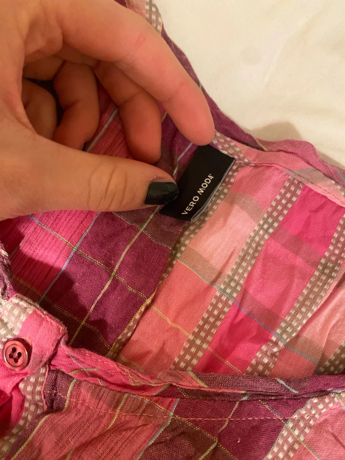 Rutig, rosa baby doll topp från Vero Moda - 1