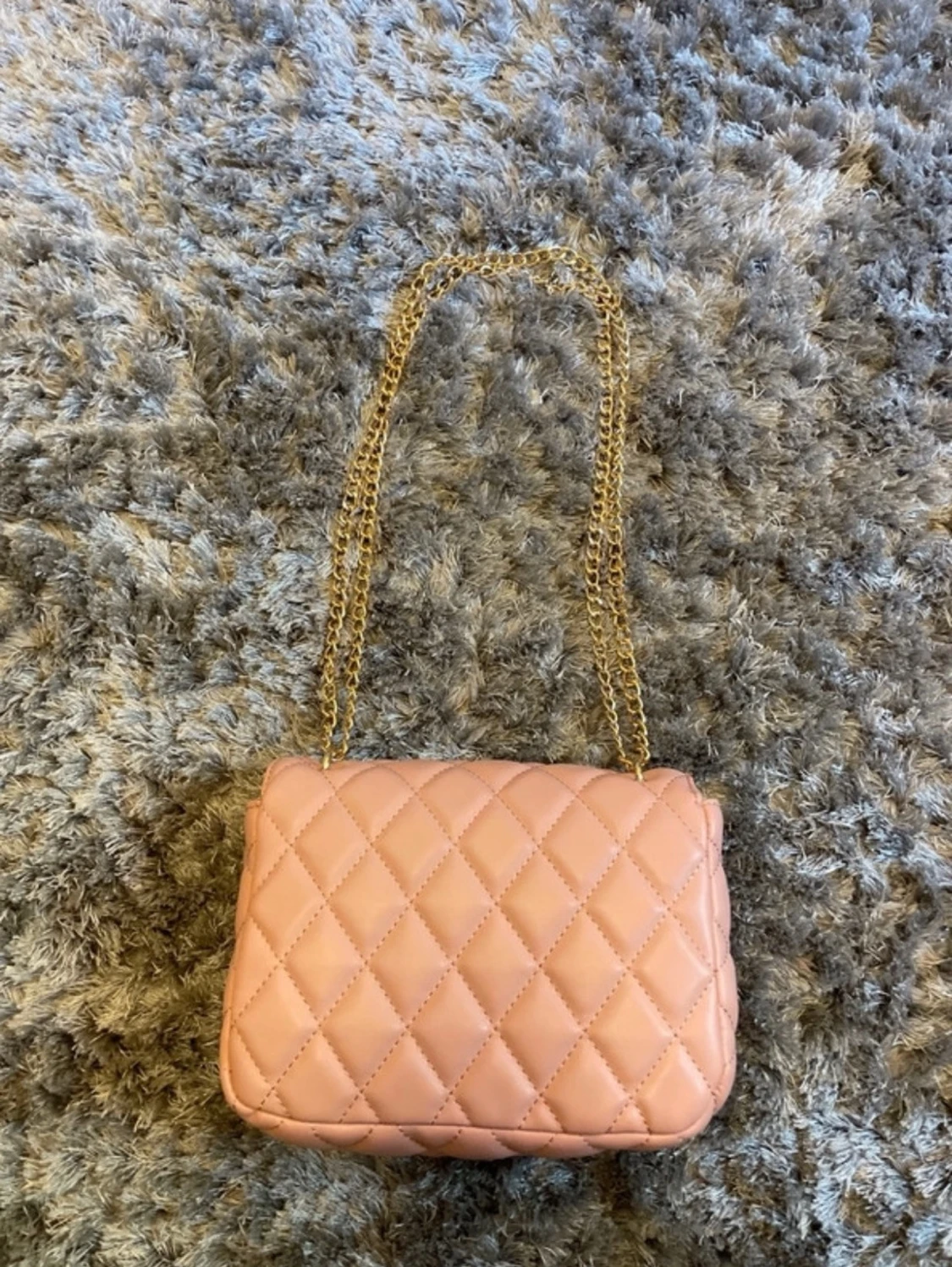 Rosa quiltad axelväska med kedja - 2