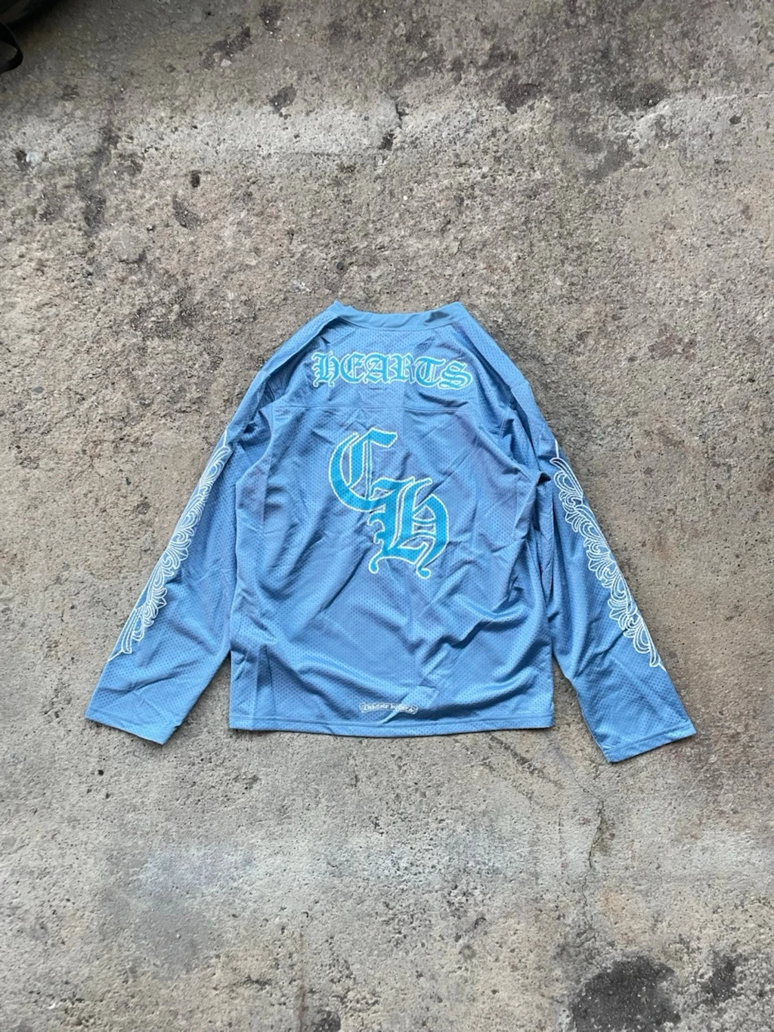 Blå långärmad mesh-topp Chrome Hearts