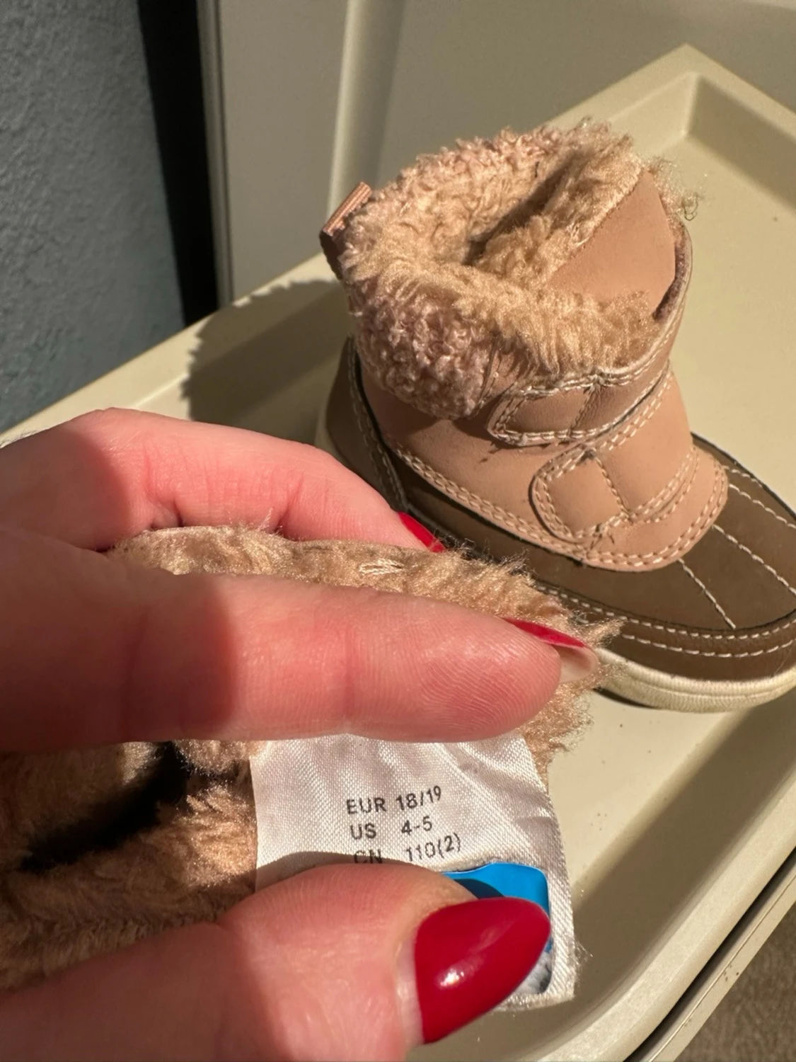 Beige och rosa fodrade boots strl 18/19 - 3