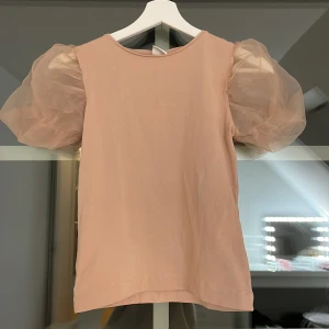 Ljusrosa topp med puffärmar från Zara - Supersöt ljusrosa topp från Zara med stora puffärmar i transparent material. Den kan kanske passa xs också💕
