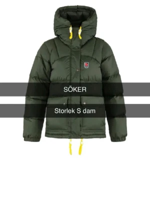 Grön pufferjacka från Fjällräven - SÖKER!!!. Modellen down lite i storleken Dam S, kom med prisförslag