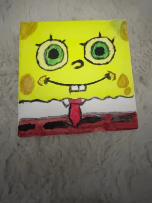 Svambob tavla som jag har målat - Bilden visar en målning av svampop fyrkant