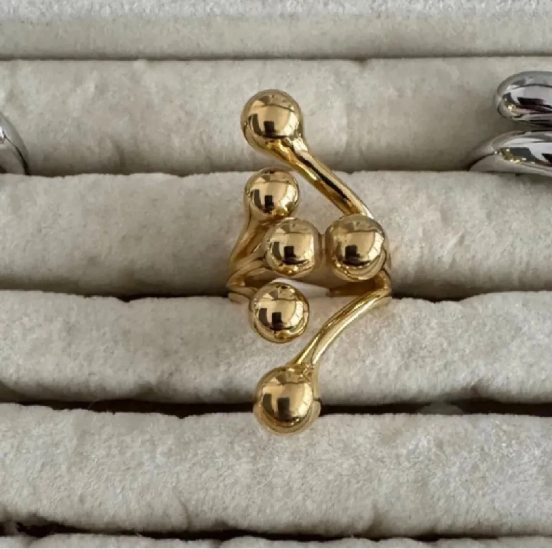 Guldig rostfritt stål ring 