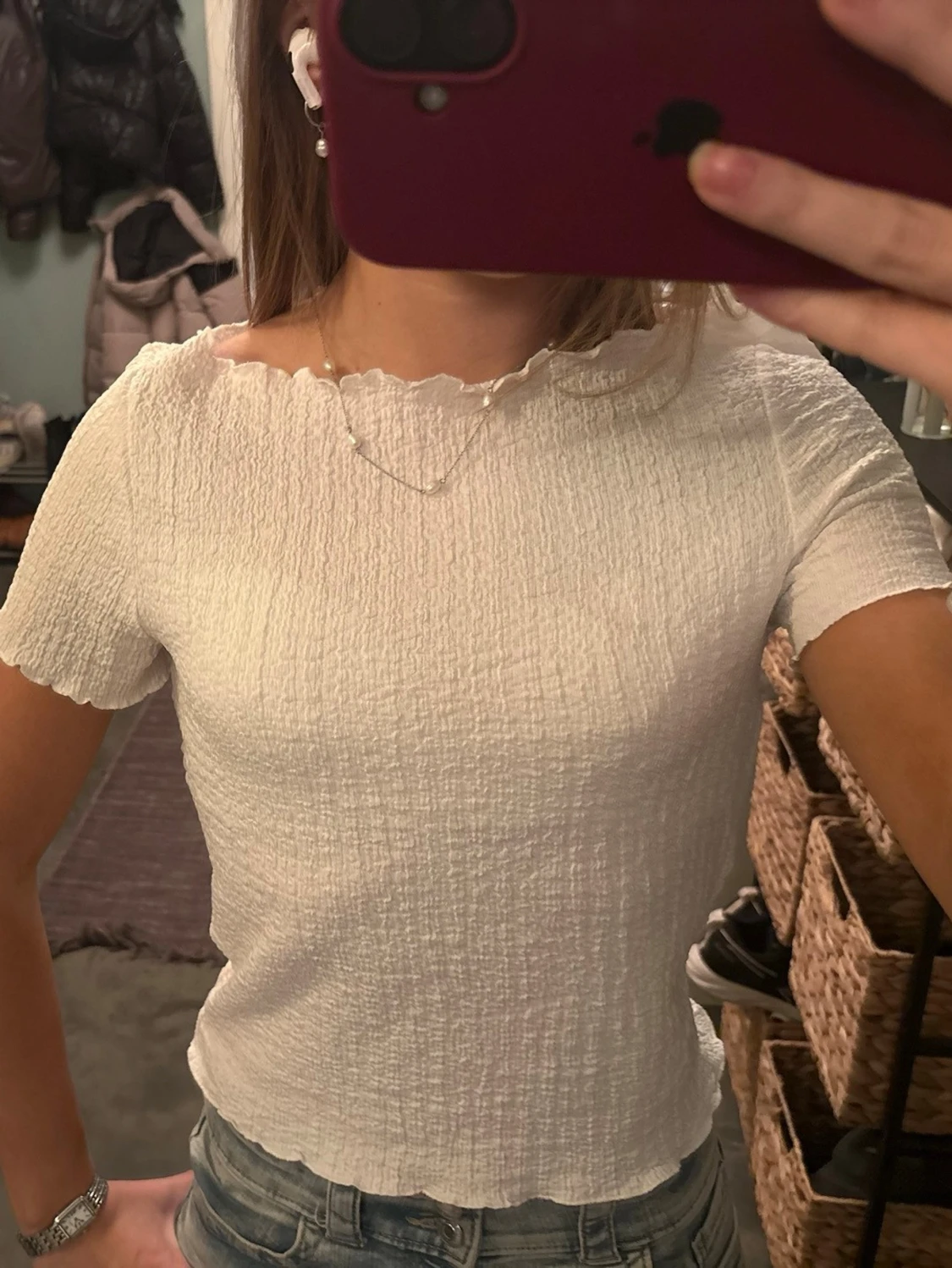 Vit ribbad topp från Divided