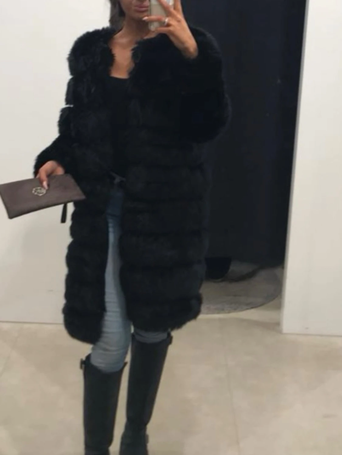 Svart pälsjacka 