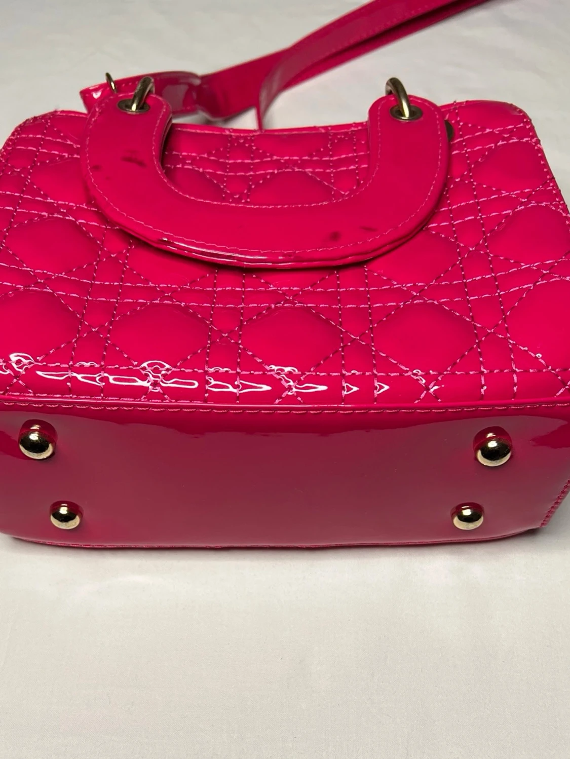 Rosa quiltad handväska med axelrem - 2