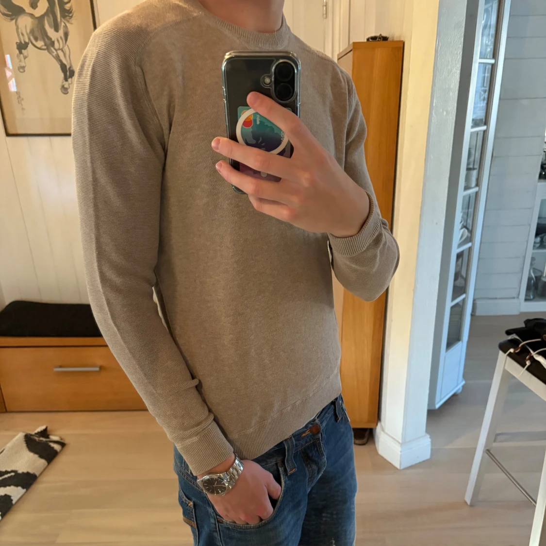 Beige stickad tröja