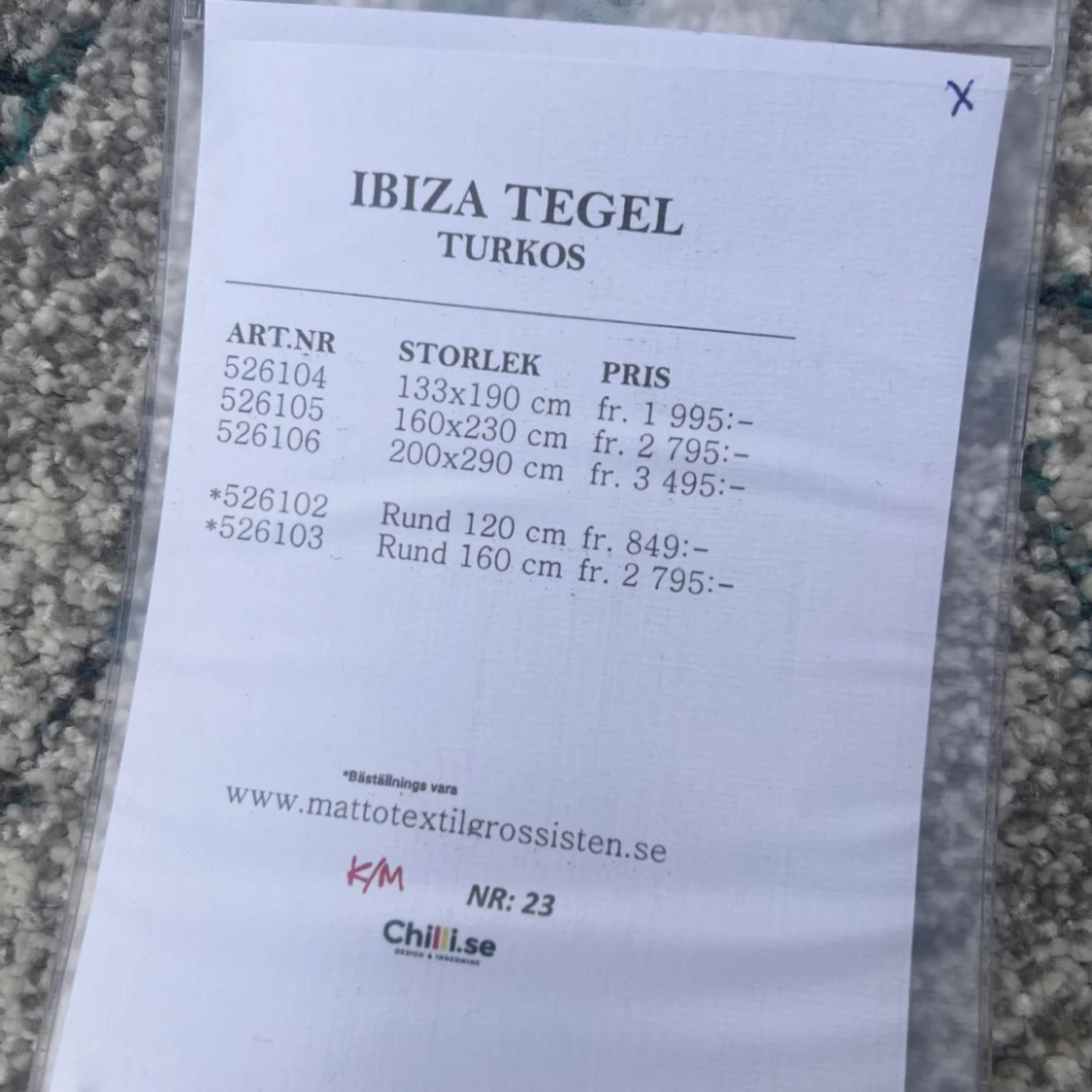 Ibiza Tegel Turkos Matta - 1