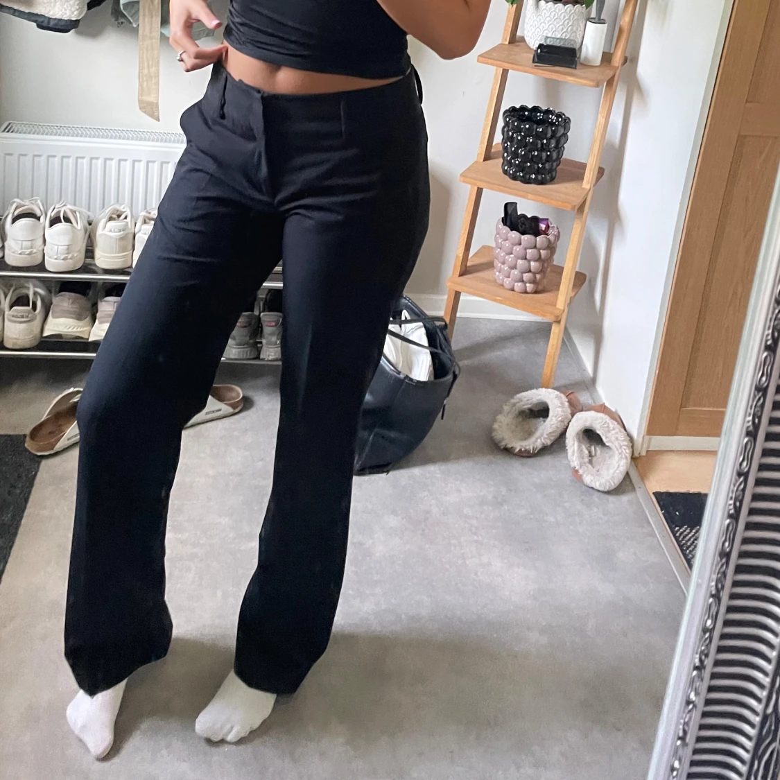 Svarta kostymbyxor med rak passform - 4