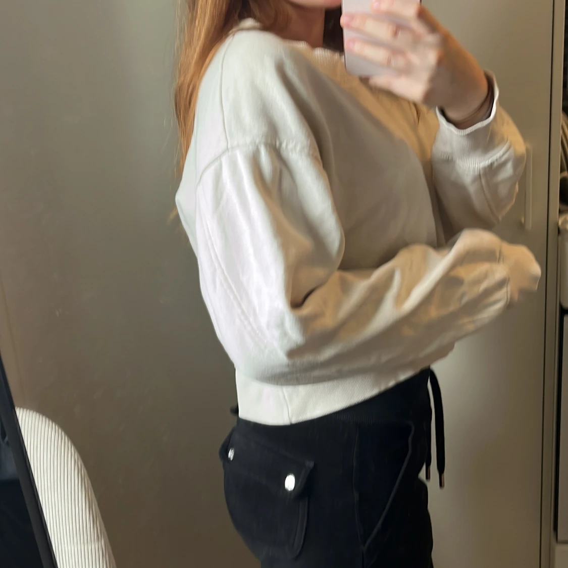  croppad sweatshirt med långa ärmar - 1