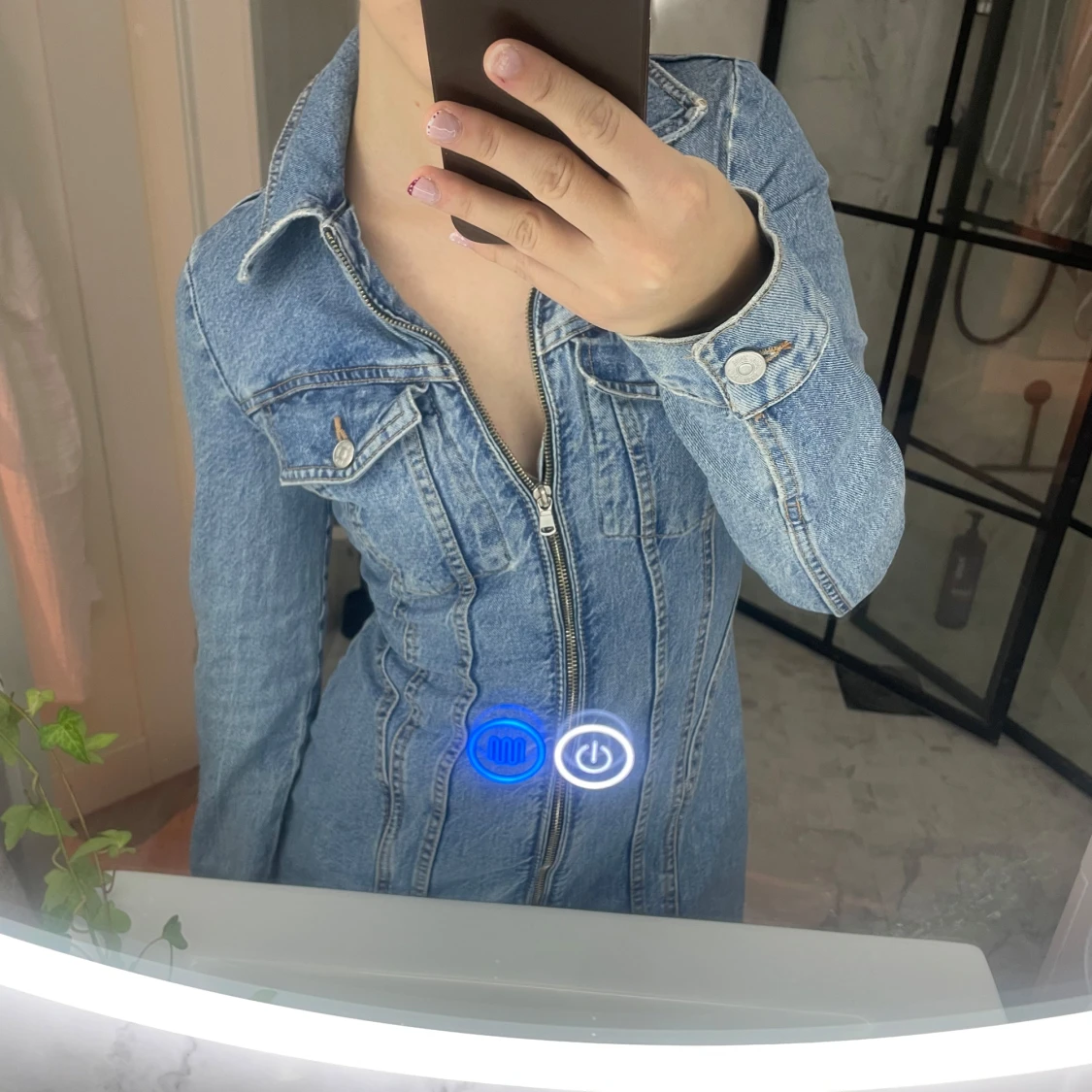 Kort jeansklänning med dragkedja