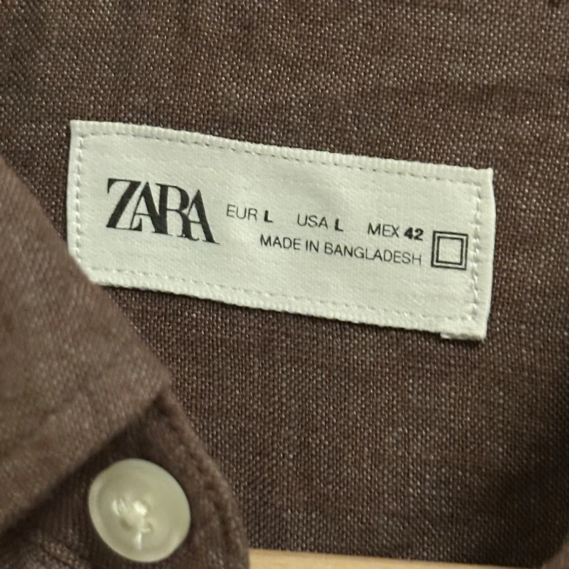 Brun linneskjorta från Zara, L - 1