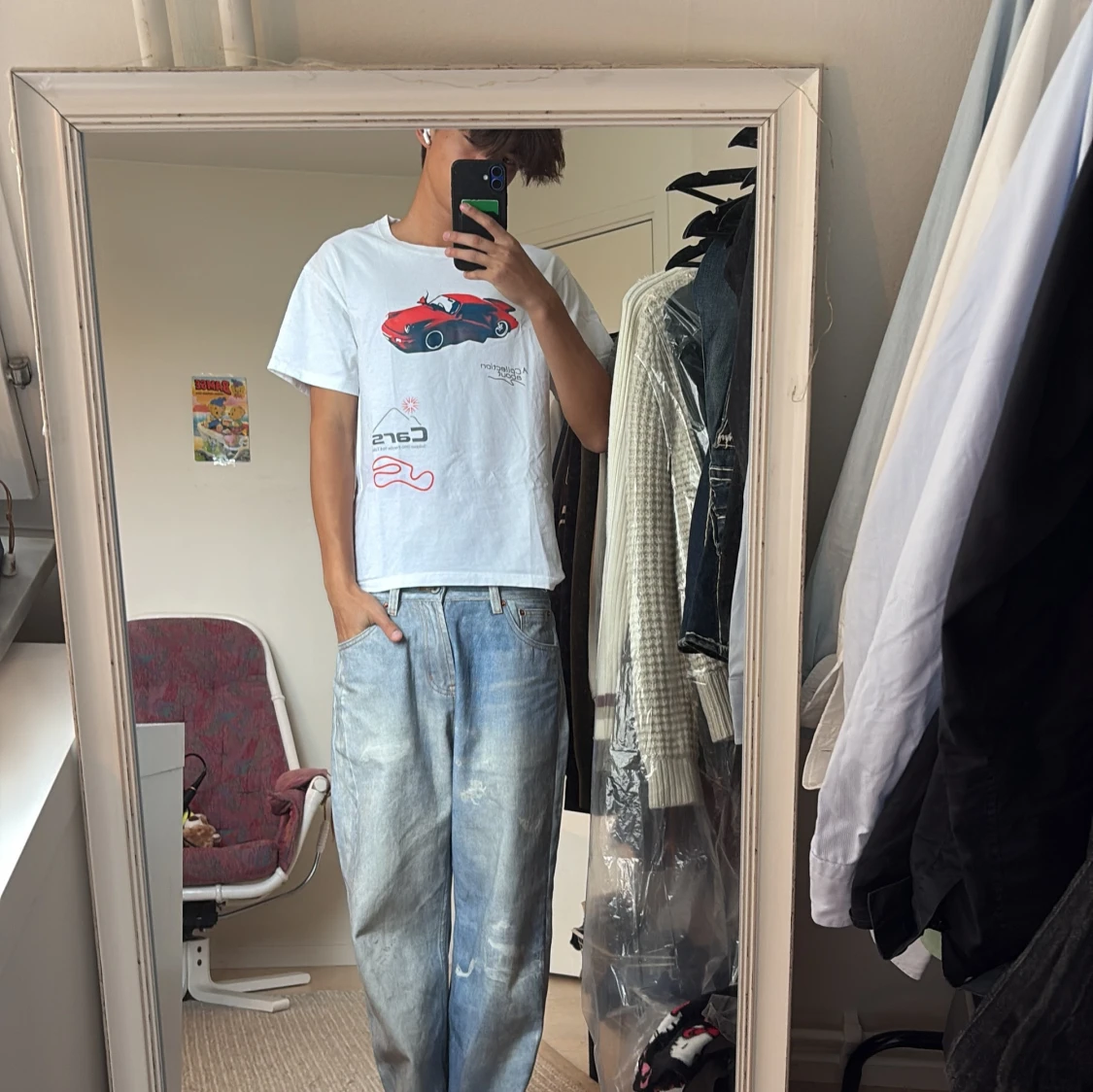 Vit t-shirt med röd sportbil Cars-motiv - 2