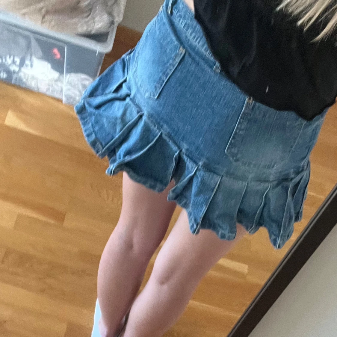 Jeanskjol med volangkant - 1