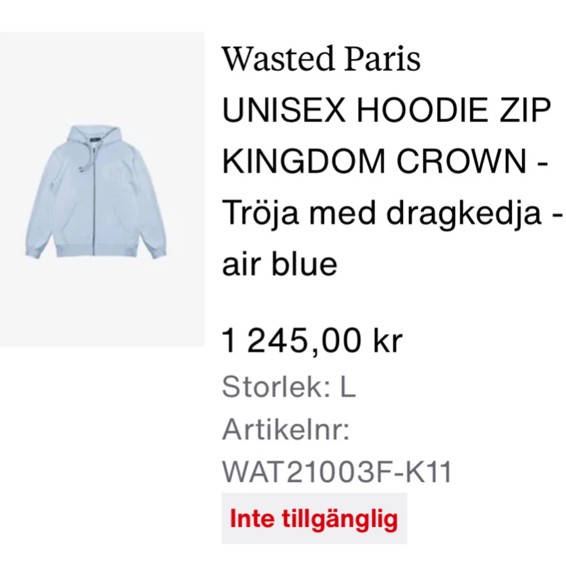Ljusblå zip oversized hoodie från Wasted Paris - 4